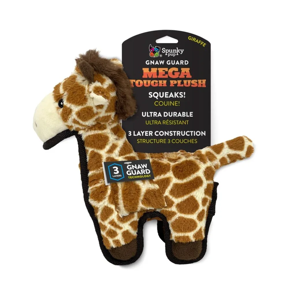 Spunky Pup NWT Gnaw Guard Triple Stitch Tough Giraffe Squeaky Plush Dog Toy